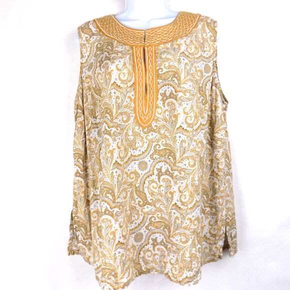 Saint Tropez West Linen Top 1X Embroidery Boho Capsule Mod (BUNDLE PRICE $5) - Picture 1 of 5